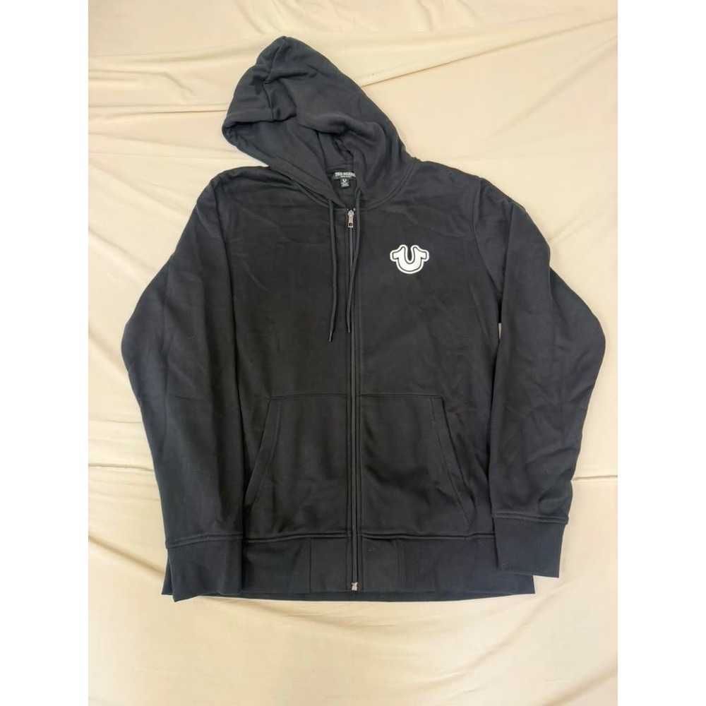 True Religion Mens Black Full Zip Buddha Graphic Hoodie Sweatshirt 2XL 2812